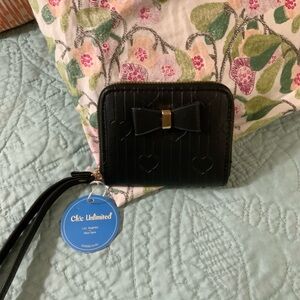 Black Wallet with Bow Accent by Chic Unlimited